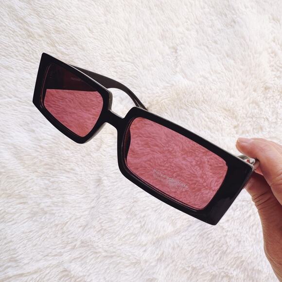 Aaron Black w/ Red Tint Rectangular Sunglasses - Picture 8 of 12